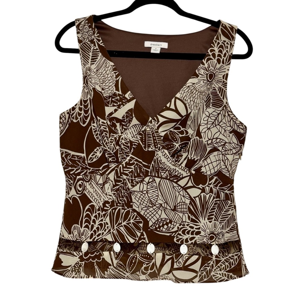 Y2K Forest‎ Fairy Boho Babydoll Sleeveless Top Women's Size 12 Earthy Woodland
